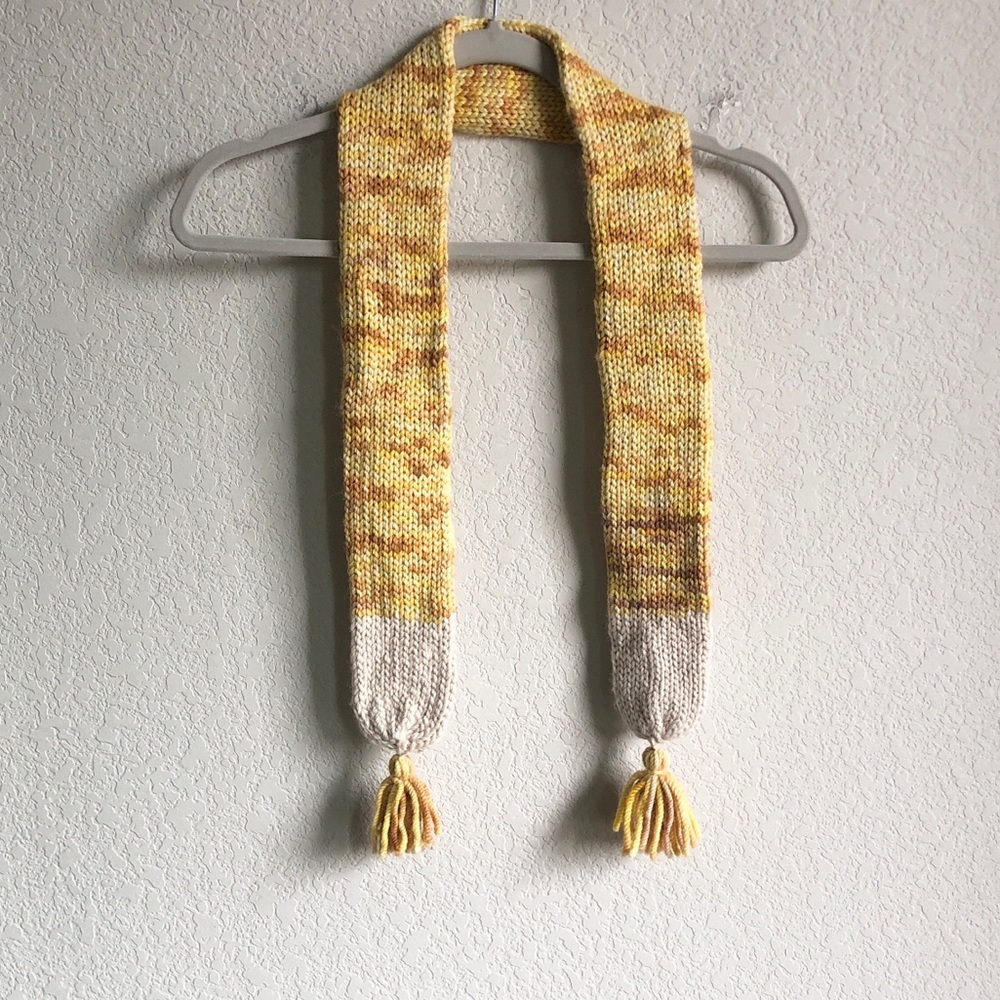 NWT Lone Spruce Alpacas Alpaca Knit Scarf Yellow Tan Skinny